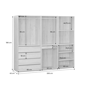 Kit dressing modulable décor bois 3 éléments NEPAL