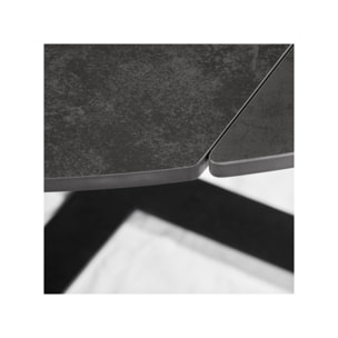 Table de repas extensible en céramique gris anthracite - 90/150 cm - GERMAIN