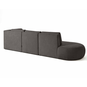 Santorini - canapé modulable d'angle droit + pouf - 5 places - en tissu texturé - Gris