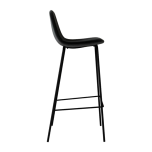Lot de 2 chaises de bar en velours noir 75 cm - Henrik
