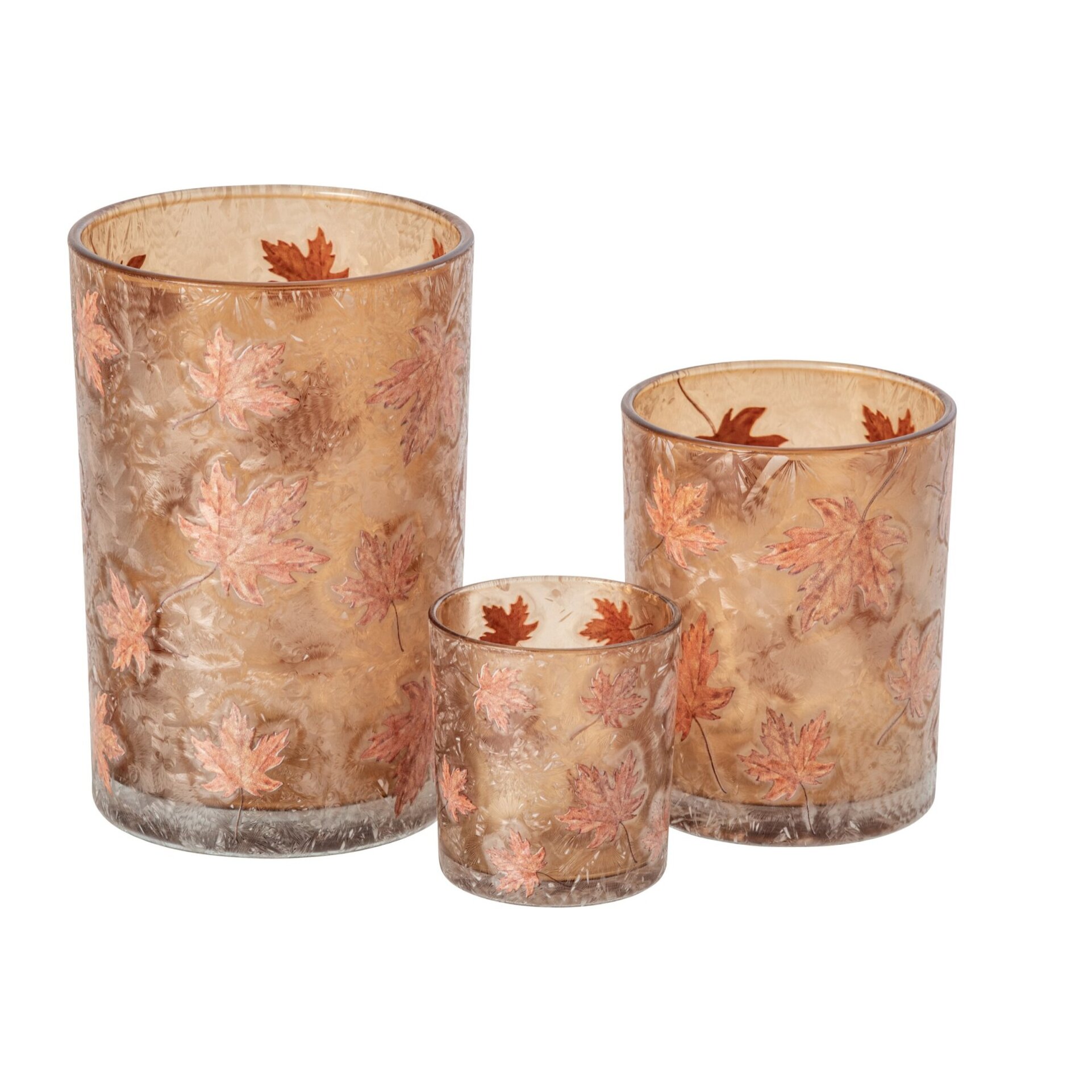 J-Line chandelier feuilles - verre - abricot/terracotta - large - set de 2
