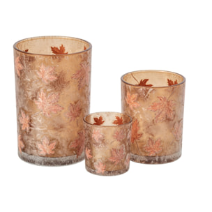 J-Line chandelier feuilles - verre - abricot/terracotta - large - set de 2