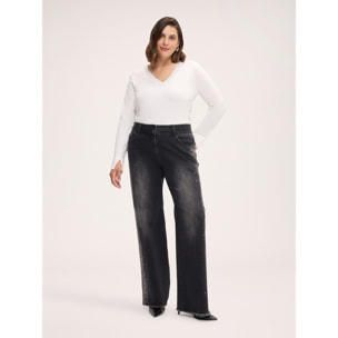 Fiorella Rubino - Jeans regular stampa pizzo - Grigio