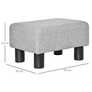 Repose-pied pouf tabouret style contemporain max. 150 Kg tissu gris clair chiné