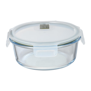 Hermético redondo transparente 18,4x18,4x7,6cm - 950ml vidrio borosilicato con tapa hermética expert san ignacio