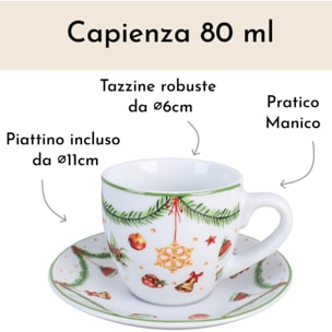 Set tazze Joy con piattini in porcellana