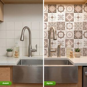 Stickers muraux - Sticker Mural Carrelage adhésif Cuisine Salle de Bain - 9 STICKERS CARREAUX DE CIMENT AZULEJOS ANIOLO