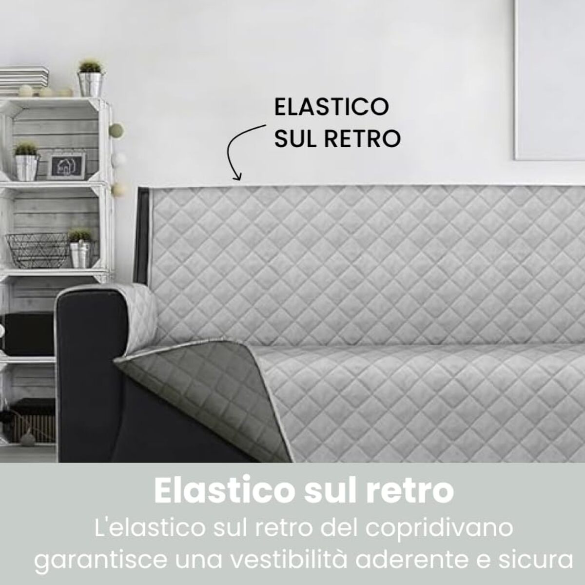 INTRECCI Copridivano 2 Posti Grigio Chiaro/Grigio Scuro Bicolore Antimacchia Waterproof Facilmente Lavabile con Elastico Misure Multiple Salva Divano Reversibile Certificazione Oeko Tex