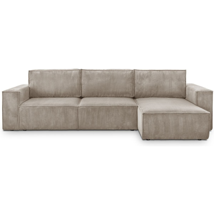 Canapé d'angle convertible 5 places en velours côtelé - HARPER