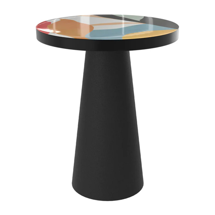 Table d'appoint ronde en métal noir et multicolore D40,5 cm - Cheyenne
