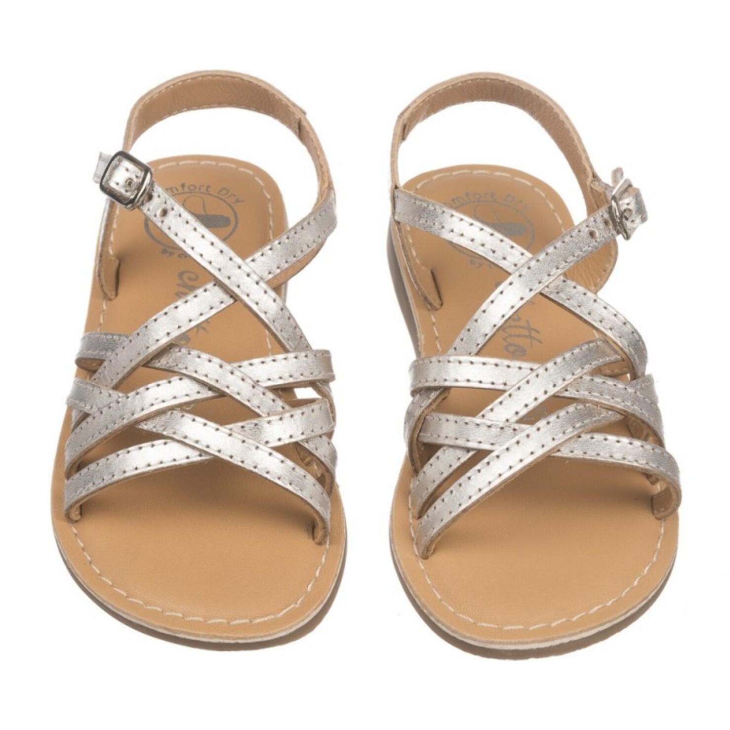 Sandalia con tiras en piel