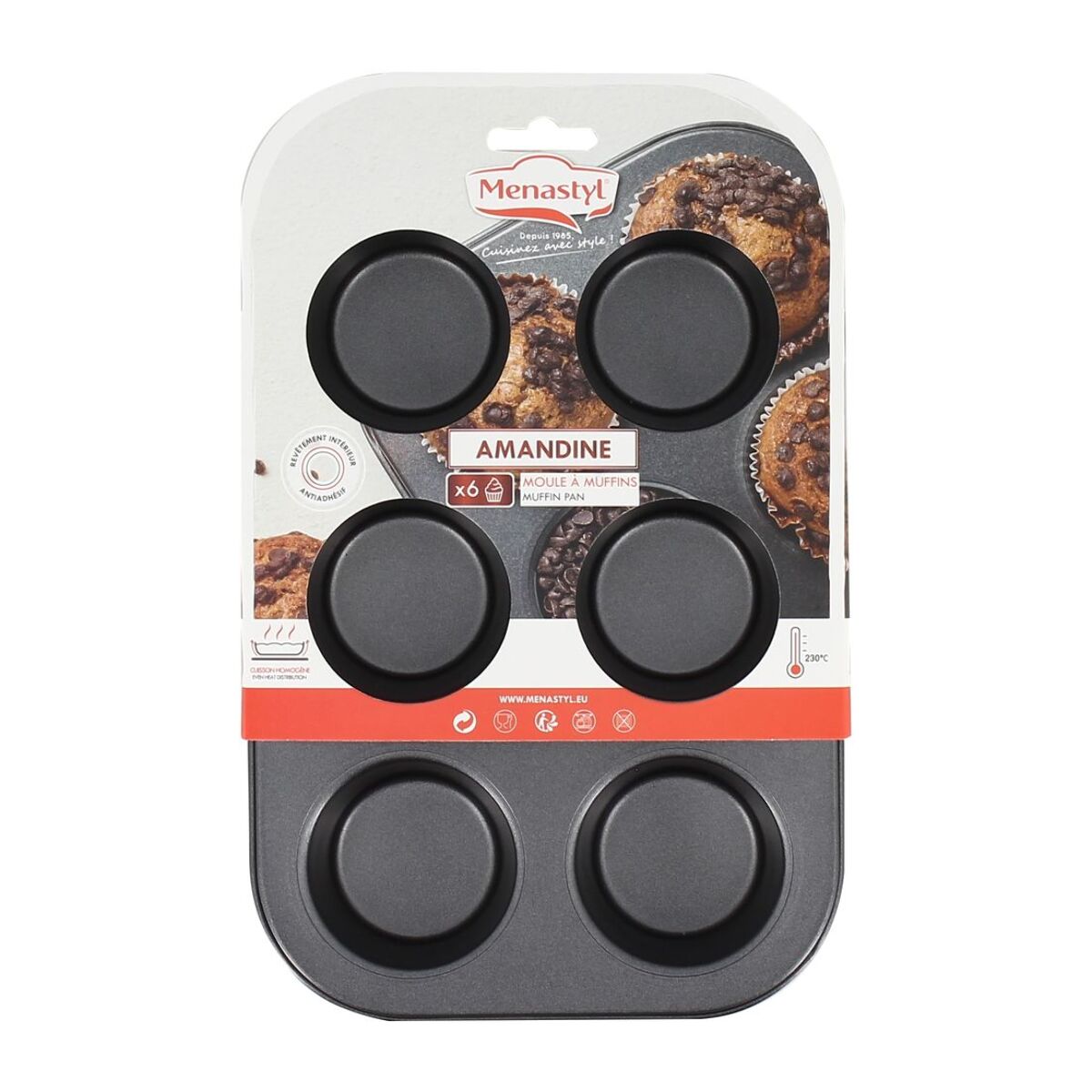 Plaque à 6 muffins en acier carbone AMANDINE