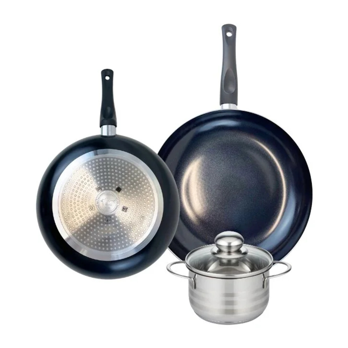 Ensemble de 2 Poêles de cuisson 20 et 24 cm et 1 faitout 12 cm Elo Prima Brillant