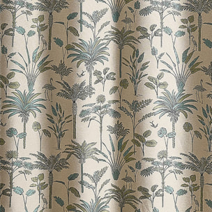 Rideau Jacquard exotique motif palmier - Bleu