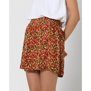 Pantalón corto bambula detalles plisados railay rojo