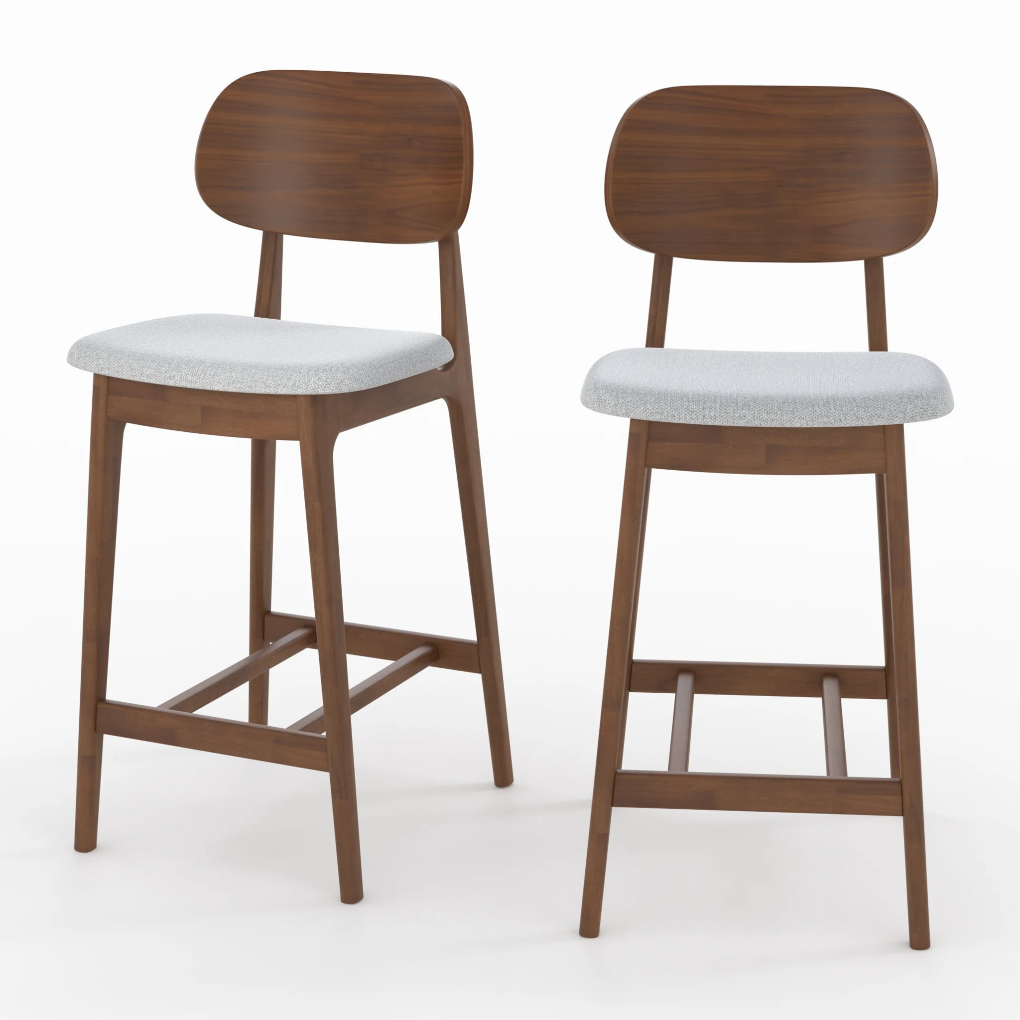 Lot de 2 chaises pour îlot central 66 cm en bois et tissu gris - Charlize