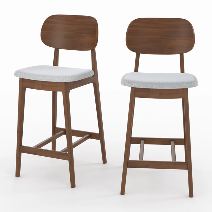 Lot de 2 chaises pour îlot central 66 cm en bois et tissu gris - Charlize