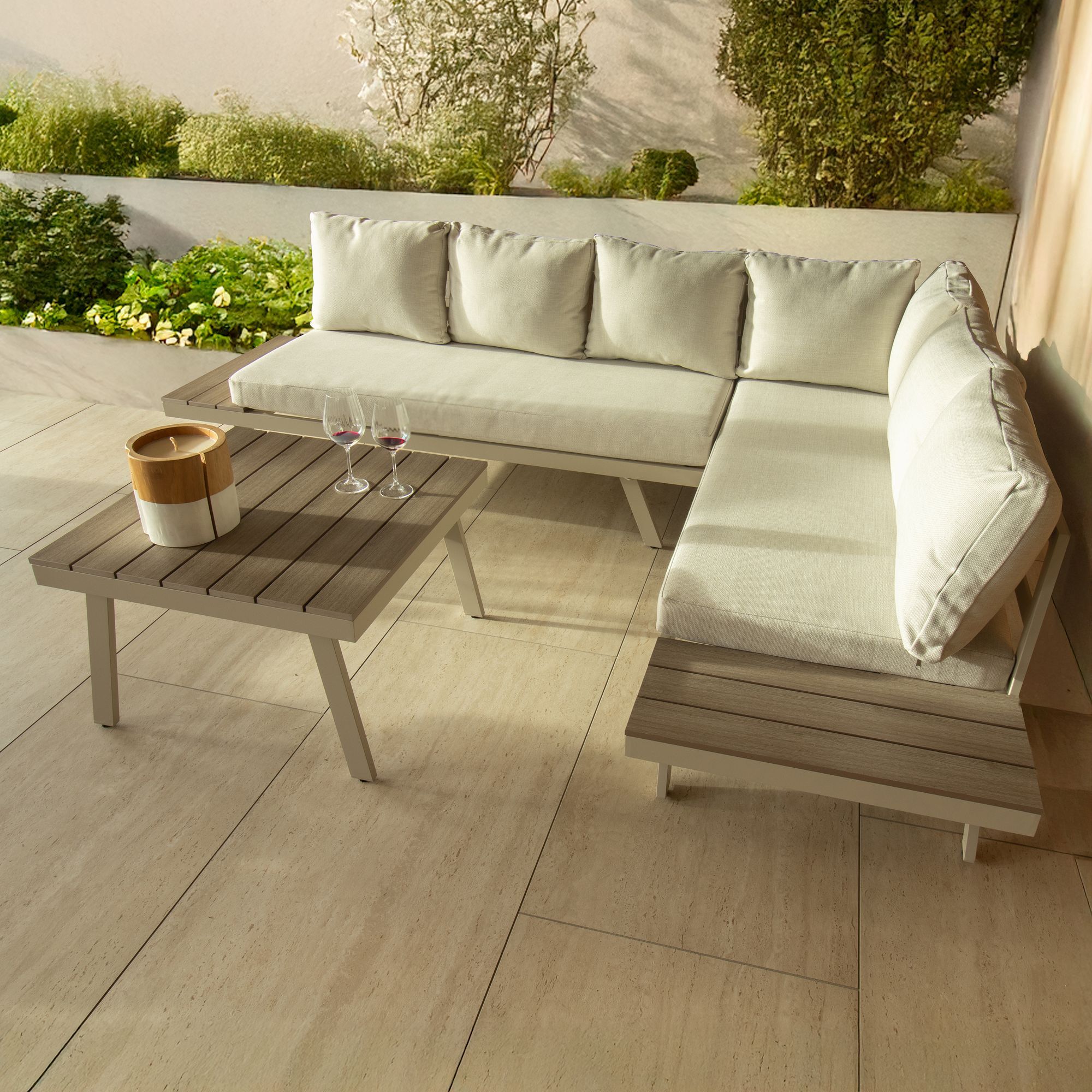 Salon de jardin 6 places en aluminium beige  CALVI