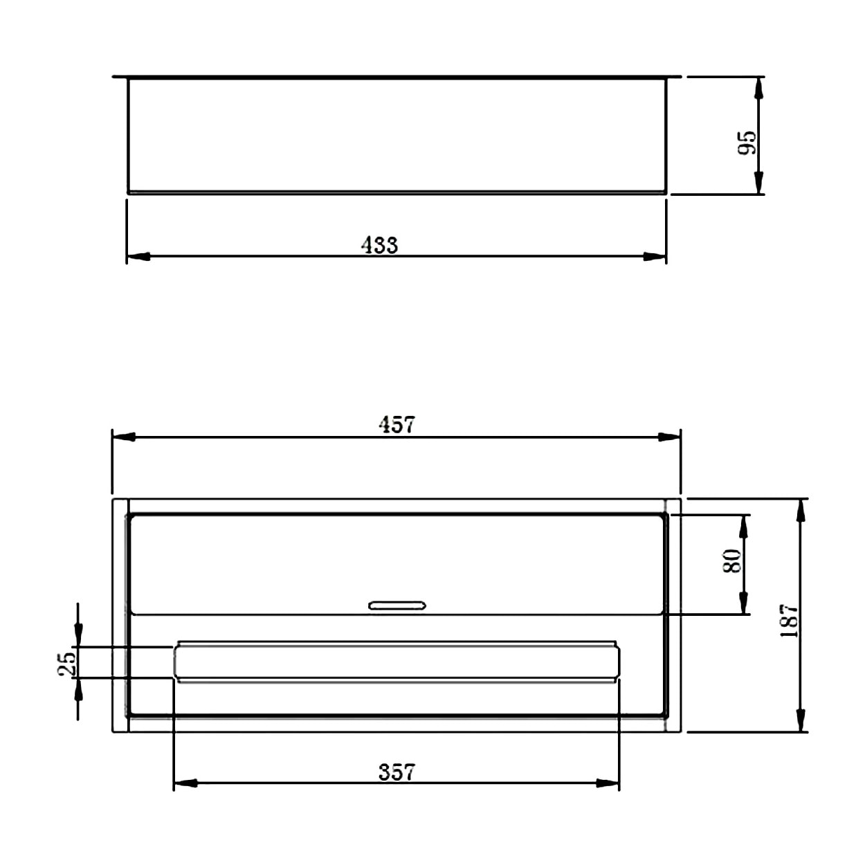 Bruciatore a bioetanolo per camino 3,5 L, in acciaio inox 45,7x18,7xH9,5 cm