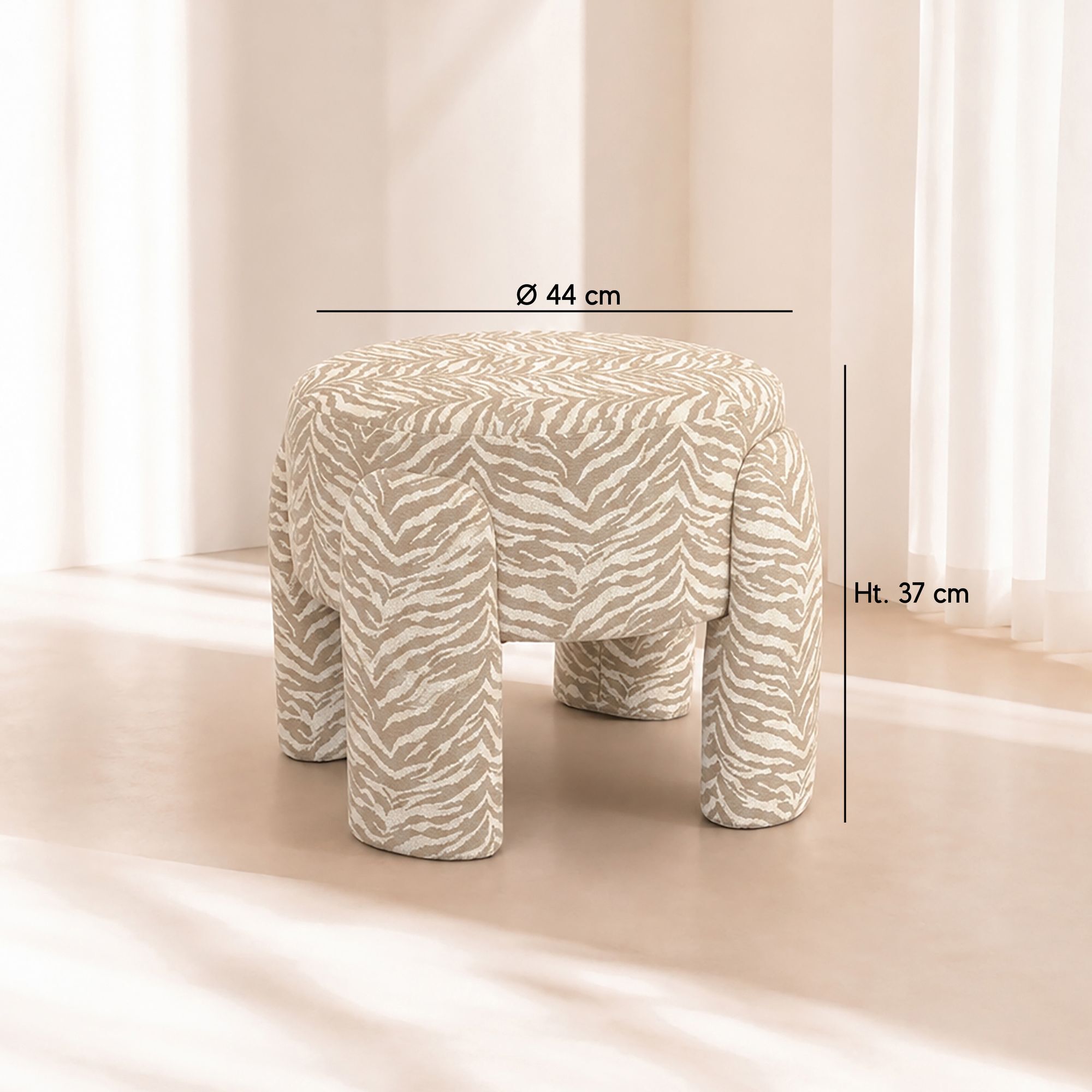 Tabouret en tissu tigré beige ORION
