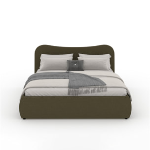 MILANO Lit coffre 140x190cm design arrondi velours côtelé vert