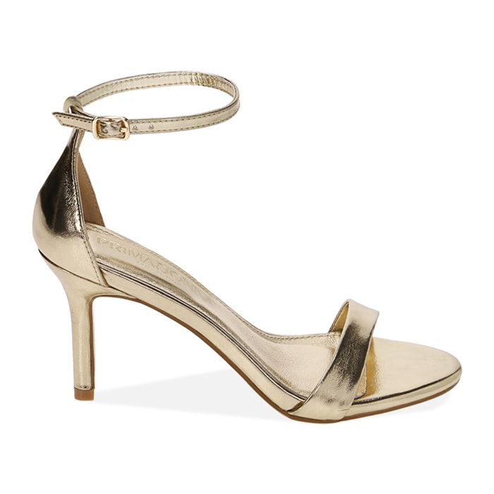 Sandali oro in laminato, tacco 8,5 cm