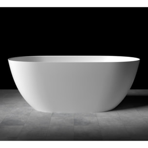 Aulis 160x74 cm Baignoire îlot en marbre Coulé 293L, sans pieds, blanc (SATAU1600)