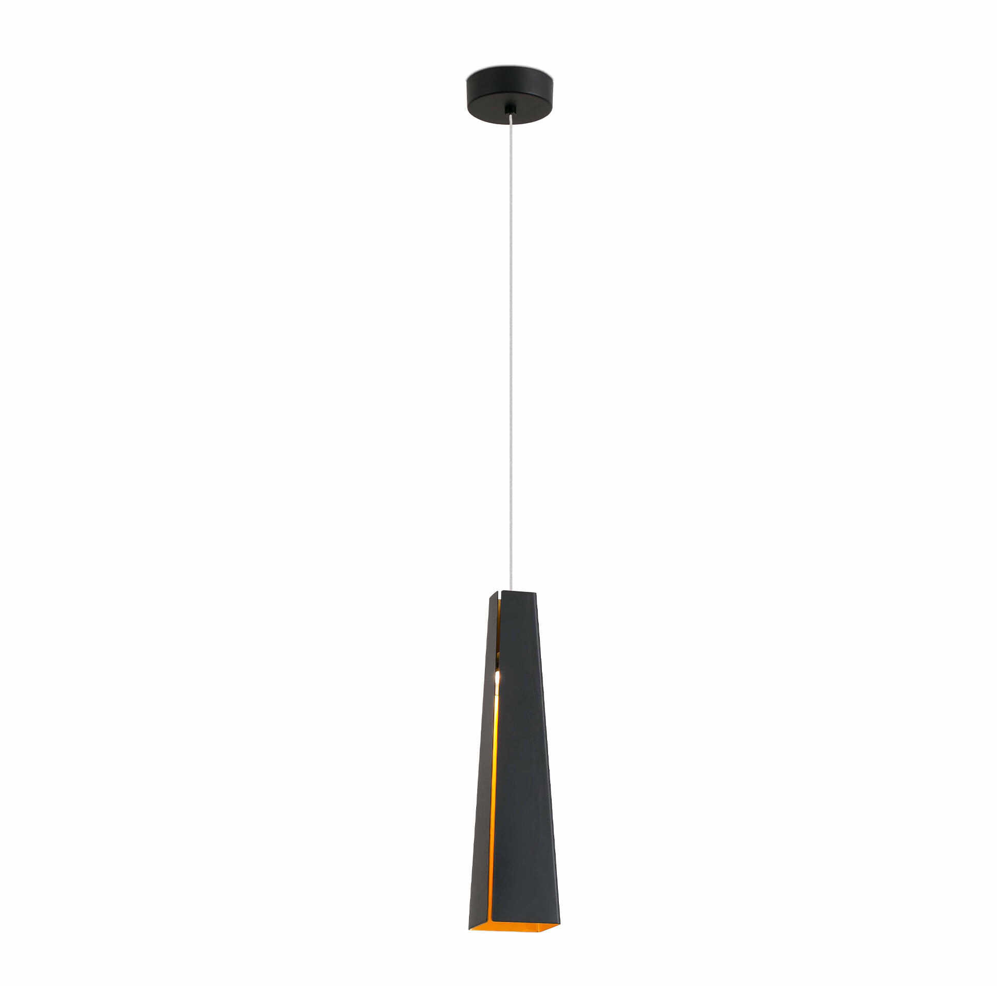 PLUMA Lampe suspension noir et or