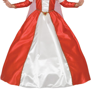 Abito Costume Carnevale Principessa D'Asburgo Bianco Rosso Bambina