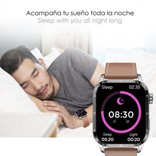 Smartwatch GT4 con pantalla de 1,9, corona giratoria multifunción, tensión, ECG y notificaciones. Correa de cuero.