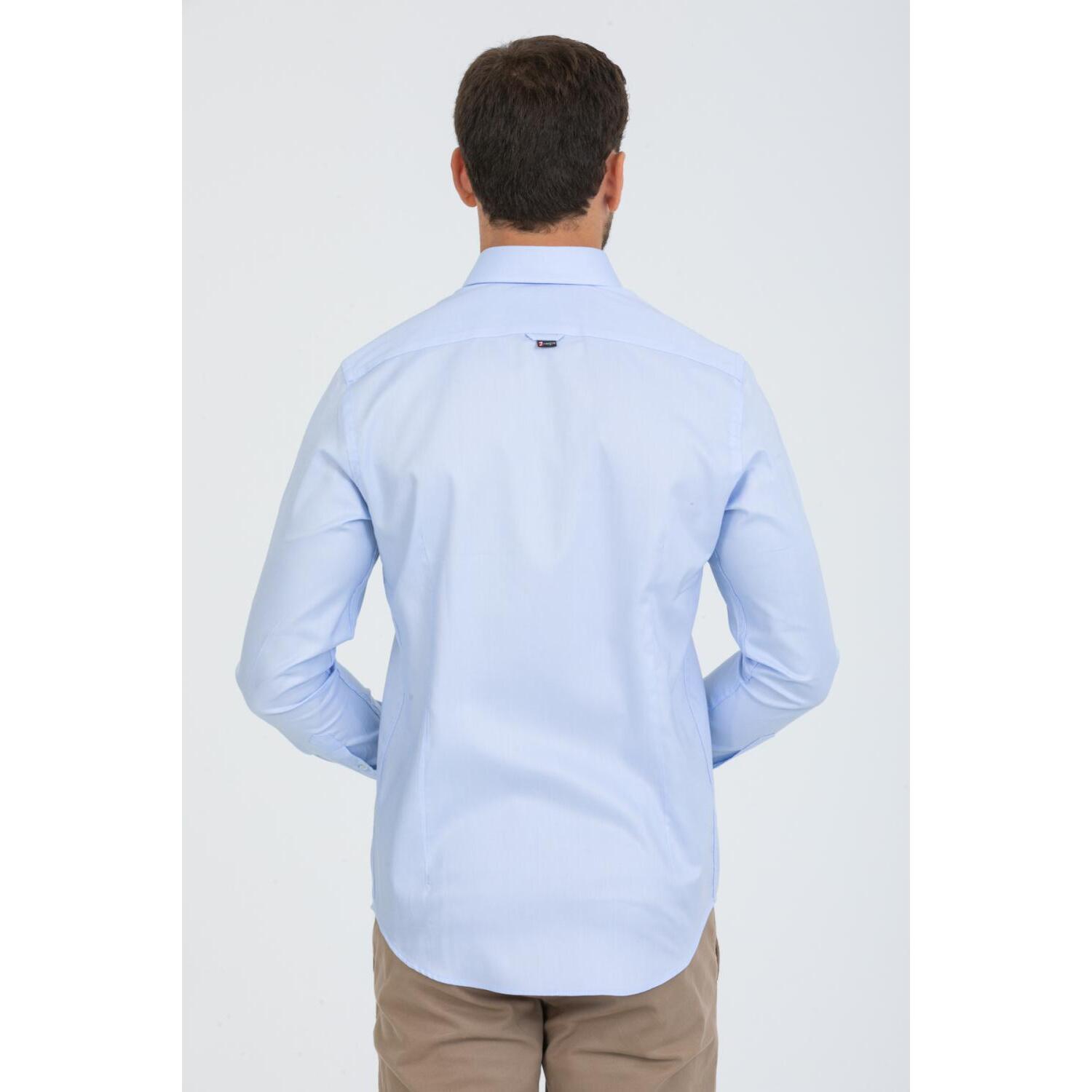 Camicia Uomo 2 Bottoni Button Down Slim Oxford unito Celeste