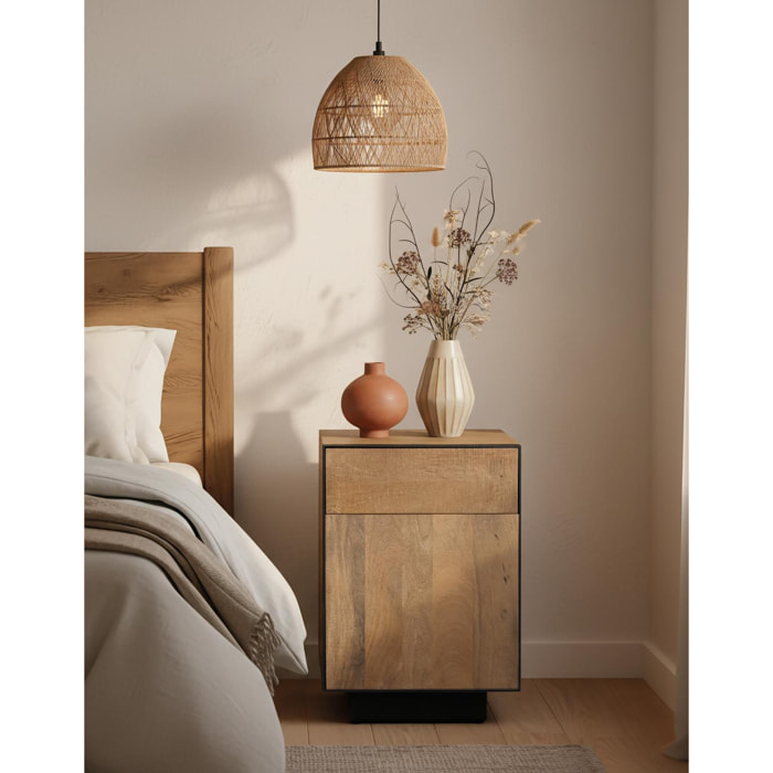 Mesitas de Noche de Madera de Mango 45 Cm Estilo Industrial Moderno