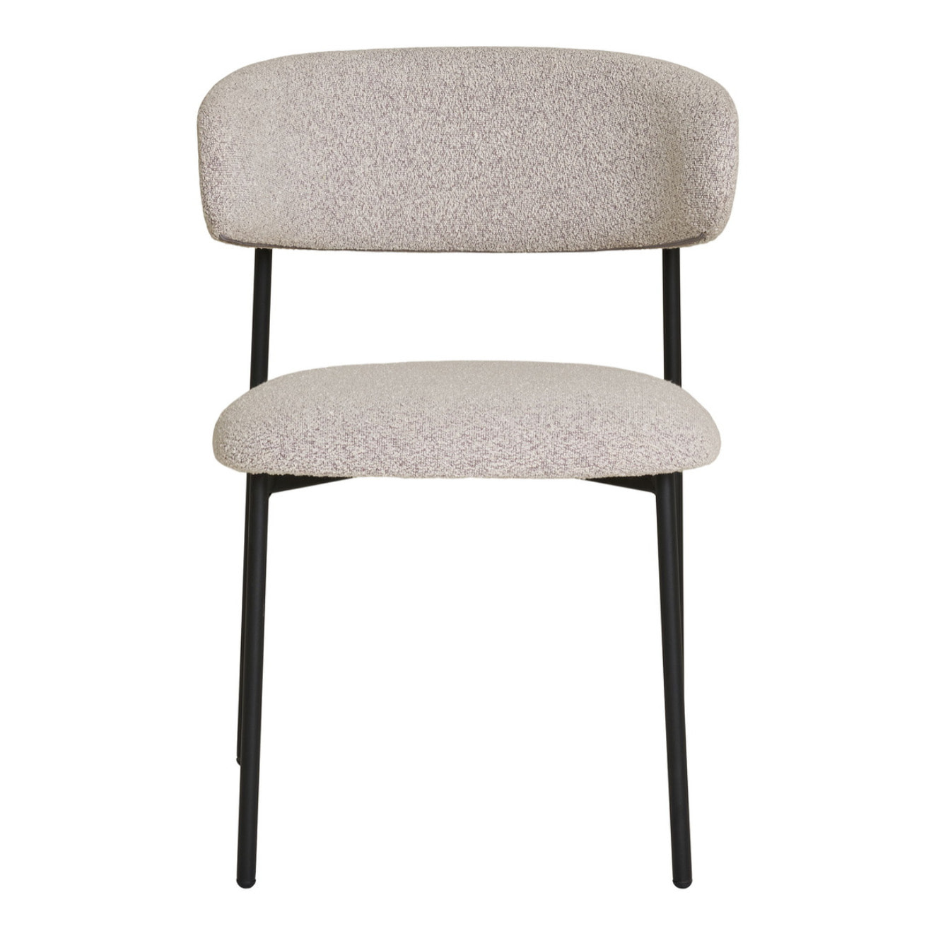 Set 2 sedie da pranzo Mira in Bouclé Sabbia con Gambe Nere