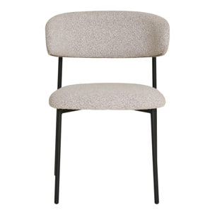 Set 2 sedie da pranzo Mira in Bouclé Sabbia con Gambe Nere