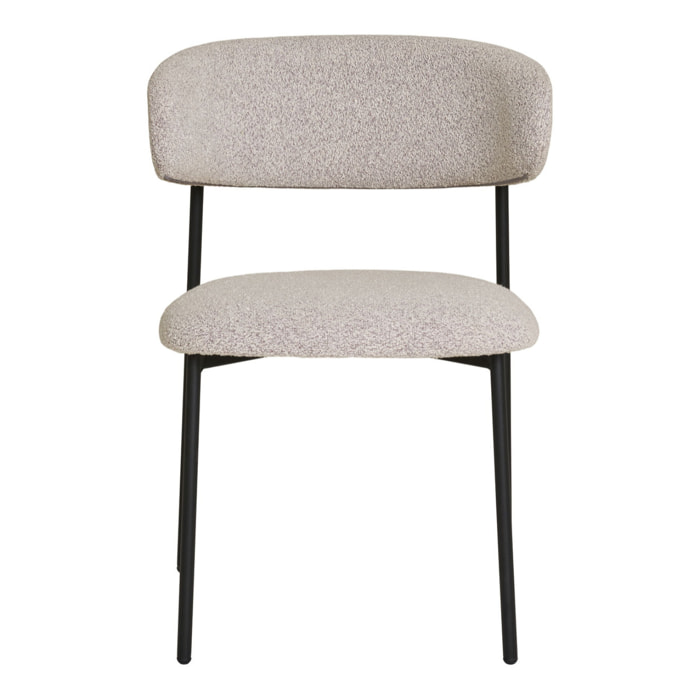 Set 2 sedie da pranzo Mira in Bouclé Sabbia con Gambe Nere
