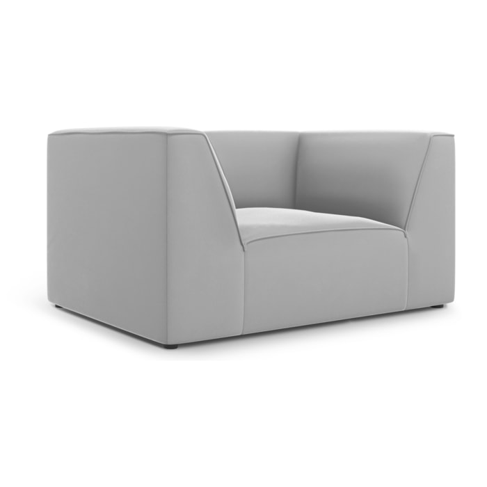 Fauteuil "Charles" en velours gris clair