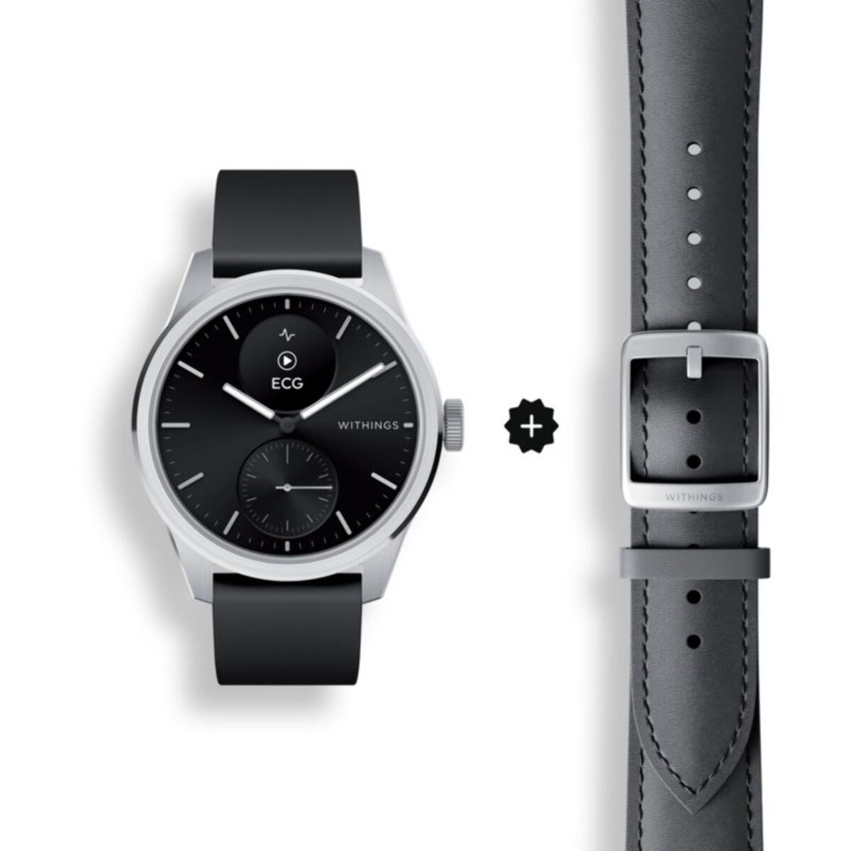 Montre santé WITHINGS Scanwatch 2 42mm Noire + bracelet Cuir