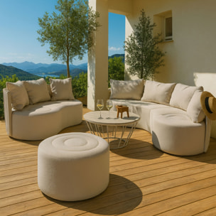 Salon de jardin beige 8 places tissu et structure aluminium BELLAGIO