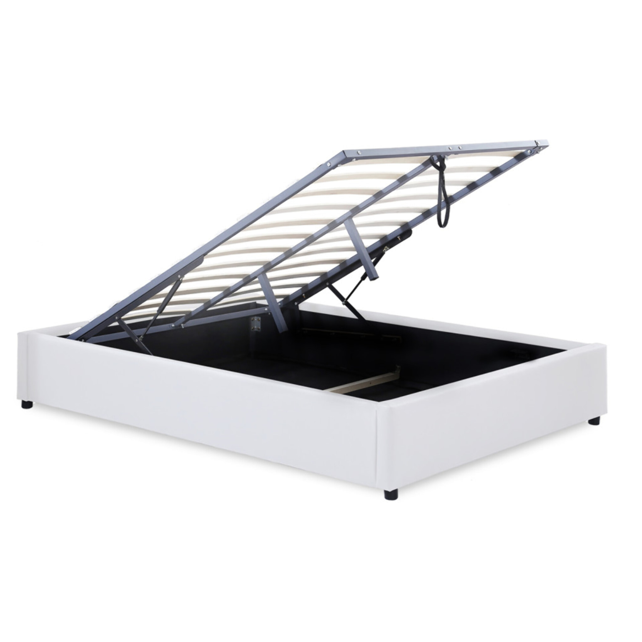 Lit coffre Otto en similicuir blanc avec sommier 140x190cm