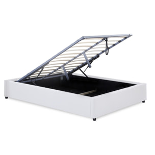 Lit coffre Otto en similicuir blanc avec sommier 140x190cm