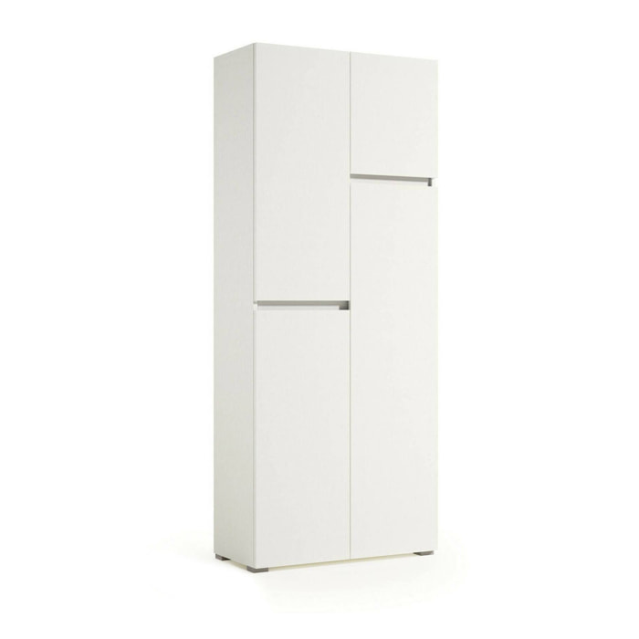 Armadio multiuso grande Dbandinell, Mobile multiuso a 4 ante, Armadietto porta scarpe, Guardaroba salvaspazio, 100% Made in Italy, 80x37h195 cm, Bianco