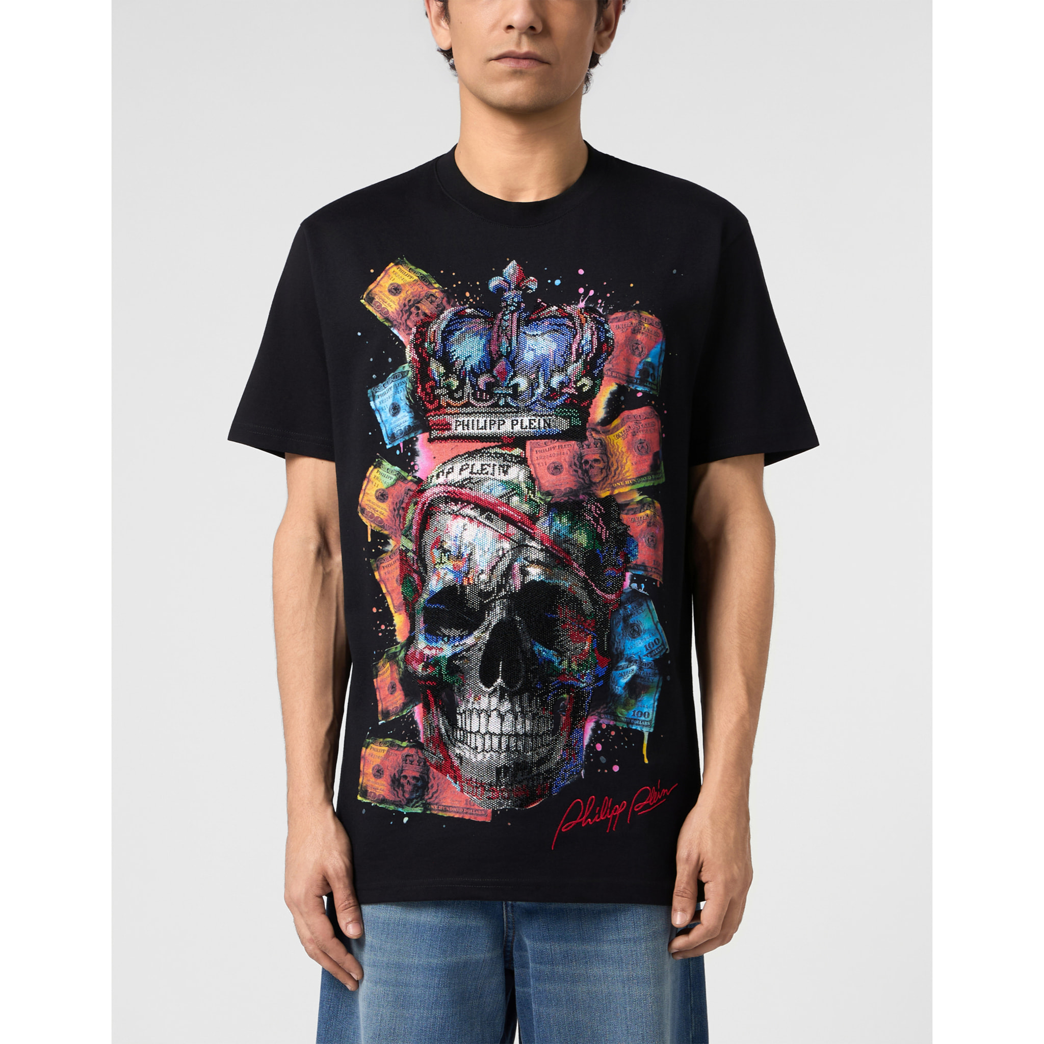 PHILIPP PLEIN Camiseta de cuello redondo y manga corta SKULL