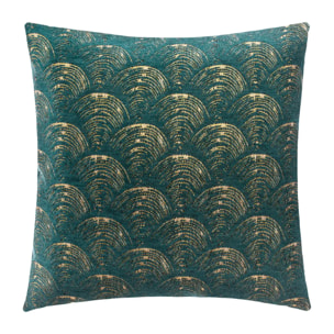 Housse de coussin coton et chenille - vert foncé - 40x40 cm