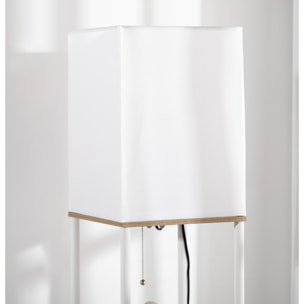 Lampadaire étagère design 26L x 26l x 159H cm 3 étagères E27 MDF blanc