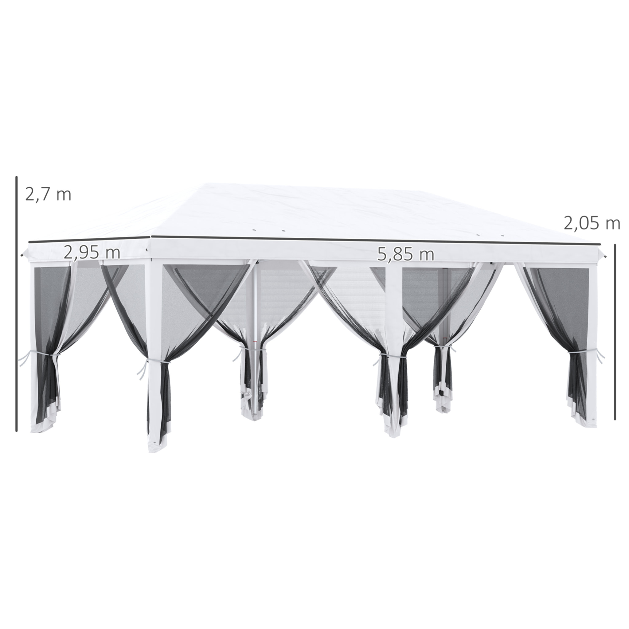 Carpa Plegable Pop-Up Gazebo 6x3 m Cenador Plegable con 6 Paredes Laterales de Malla Anti-UV y Bolsa de Transporte para Camping Fiestas Crema