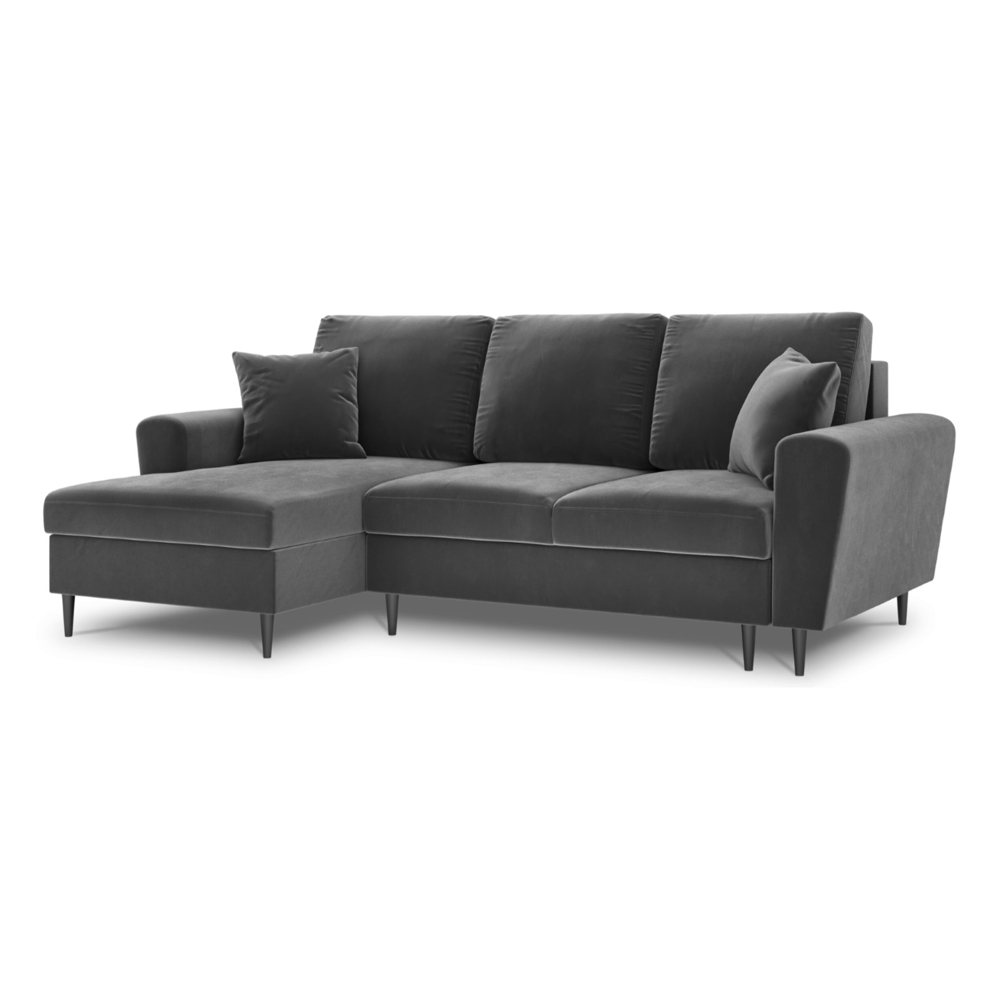 Canapé d'angle gauche convertible avec coffre de rangement "Kyoto" 4 places en velours gris clair
