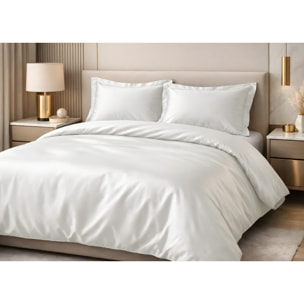 Parure Copripiumino Estate/Inverno 100% Raso Cotone Tinta Unita Bianco 01 GI