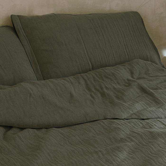 Funda de Almohada - 100% Algodón de Muselina - Verde