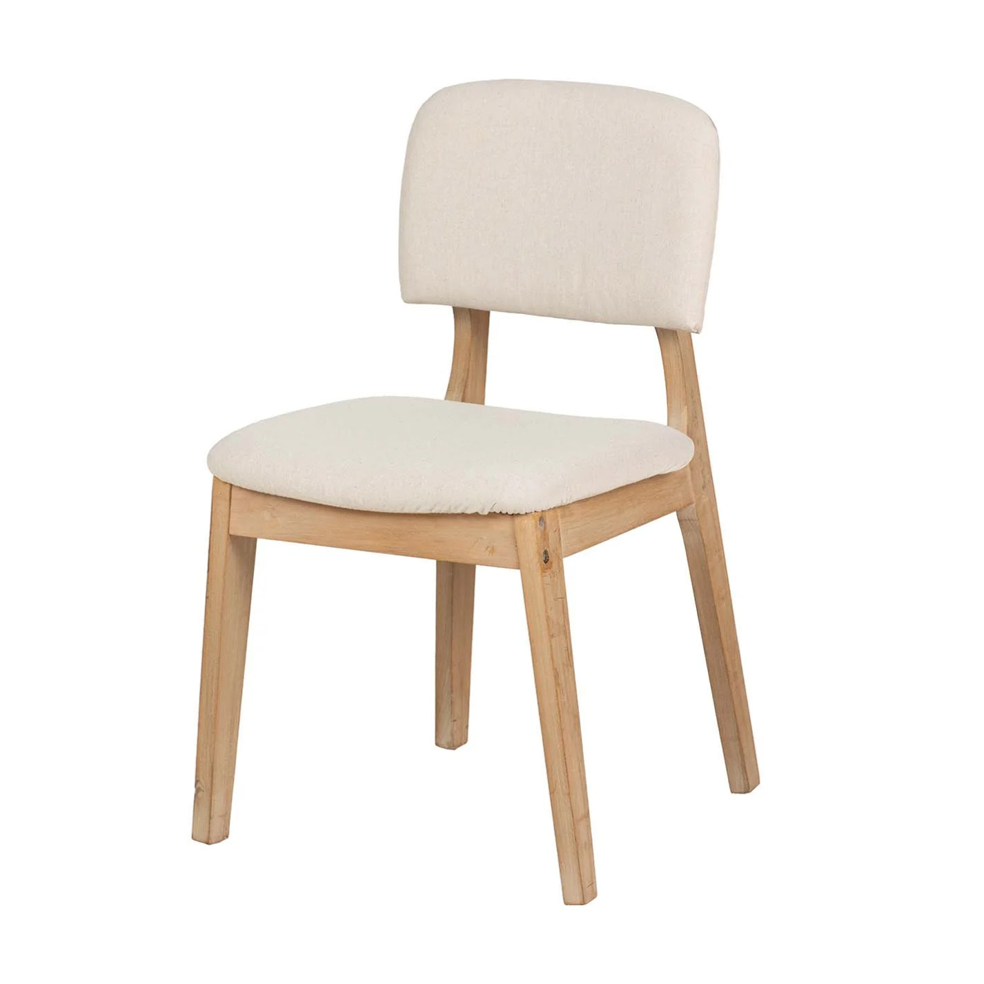 Silla Madera De Caucho Lino Beige 47x43x81 Cm