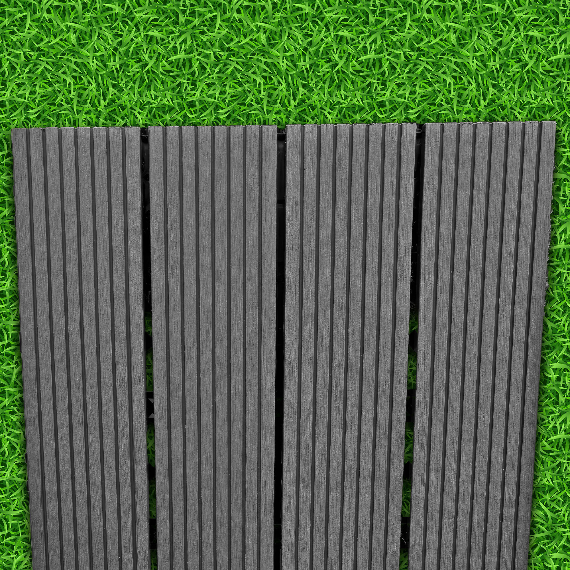 Noka - Pavimento da Esterno con Clip 90x30 cm 6 Piastrelle 1,62 m2 per Giardino Patio Terrazza in WPC NERO